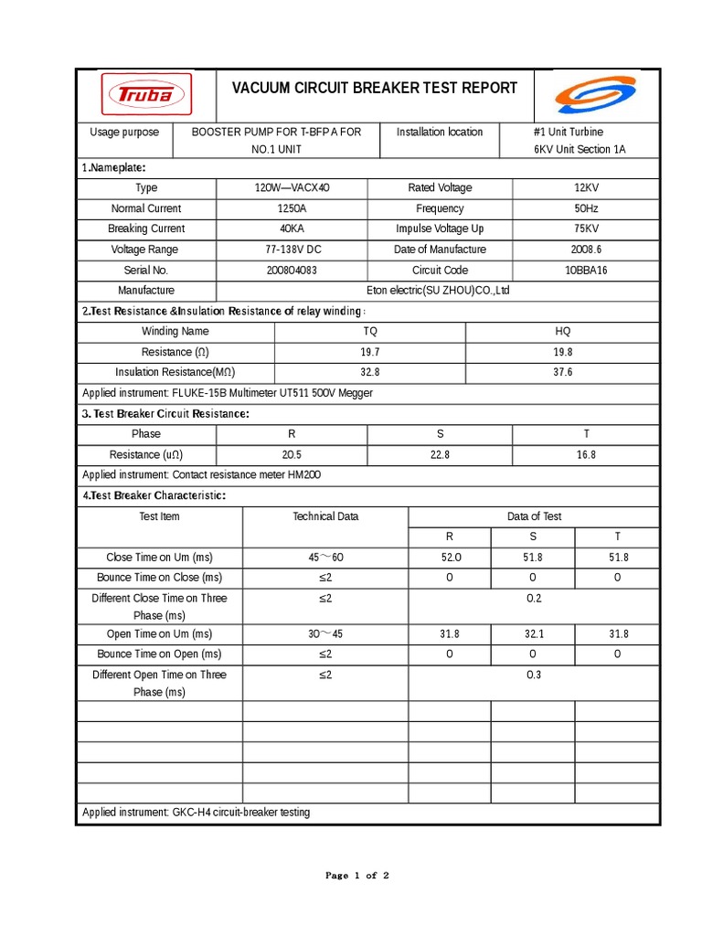 Vacuum Circuit Breaker Test Report 1.nameplate PDF