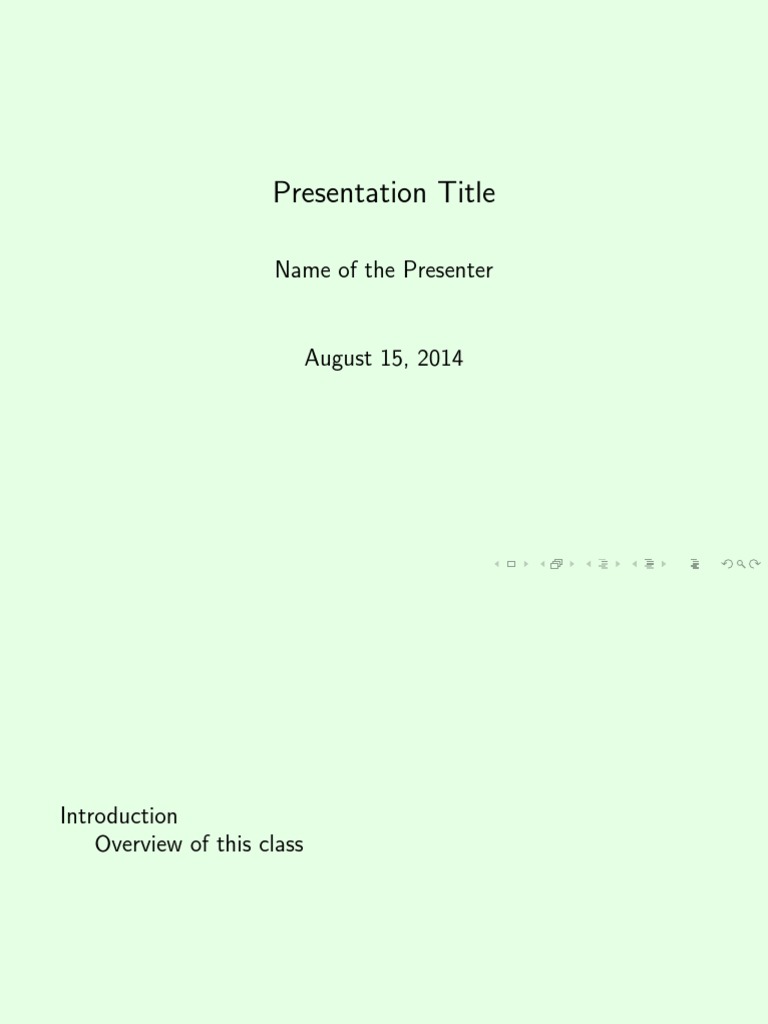 Latex Presentation Template PDF