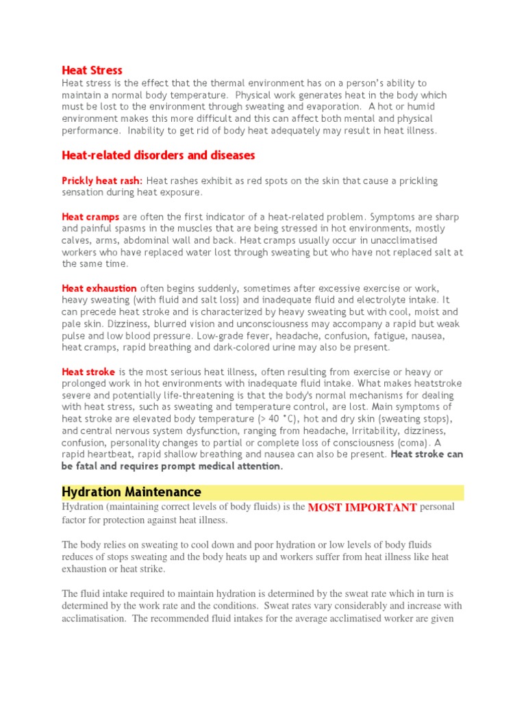 Heat Exhaustion | PDF | Hyperthermia | Dehydration