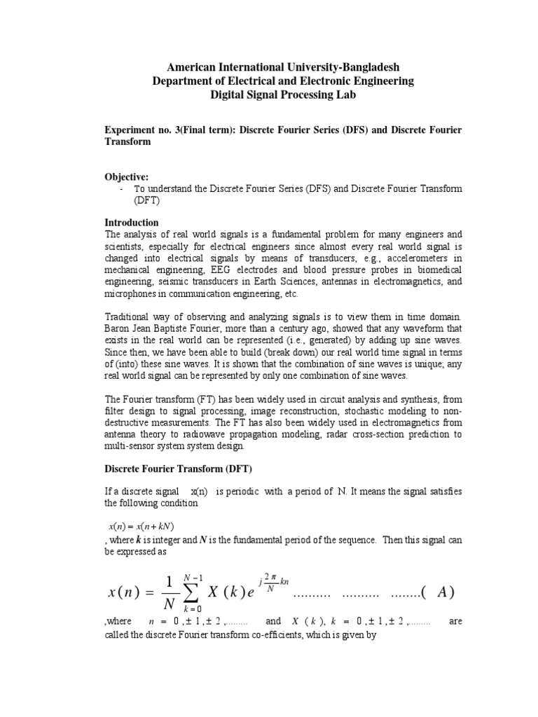 Lab 8 | PDF | Fourier Analysis | Discrete Fourier Transform