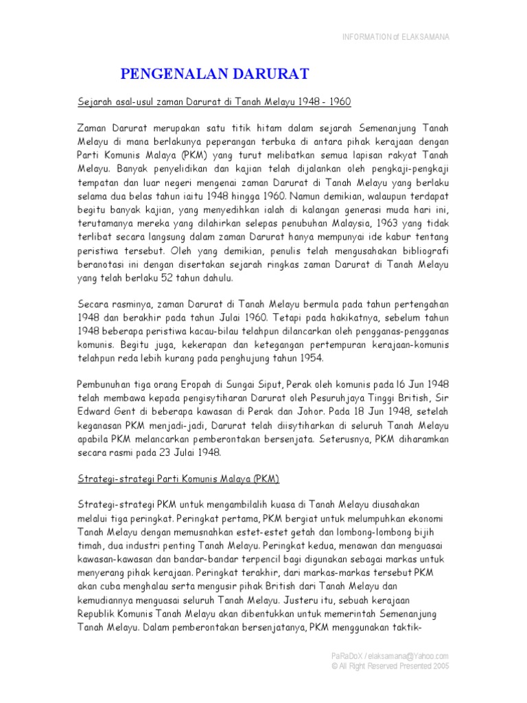 I Darurat Di Tanah Melayu 1948 1960