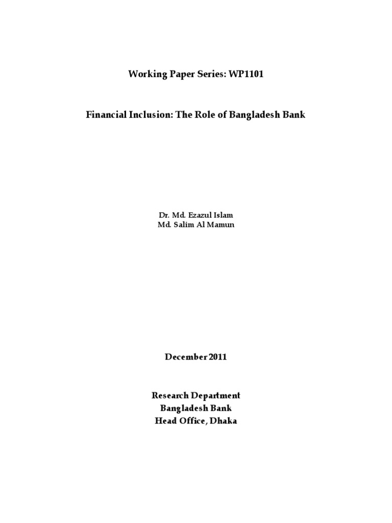 Financial Inclusion in Bangladesh Bank | PDF | Financial Inclusion | Banks