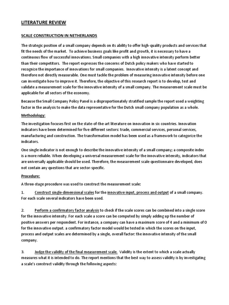 Literature Review Scale Construction PDF Validity (Statistics
