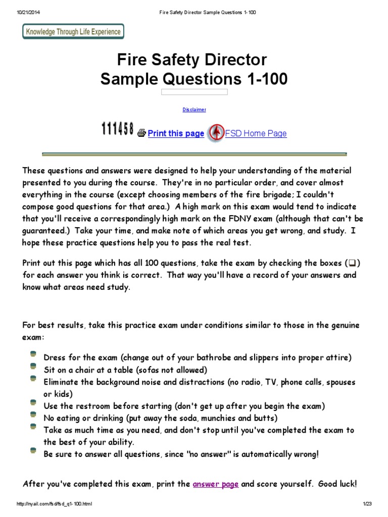 Fire Safety Director Sample Questions 1100 Fire Sprinkler System