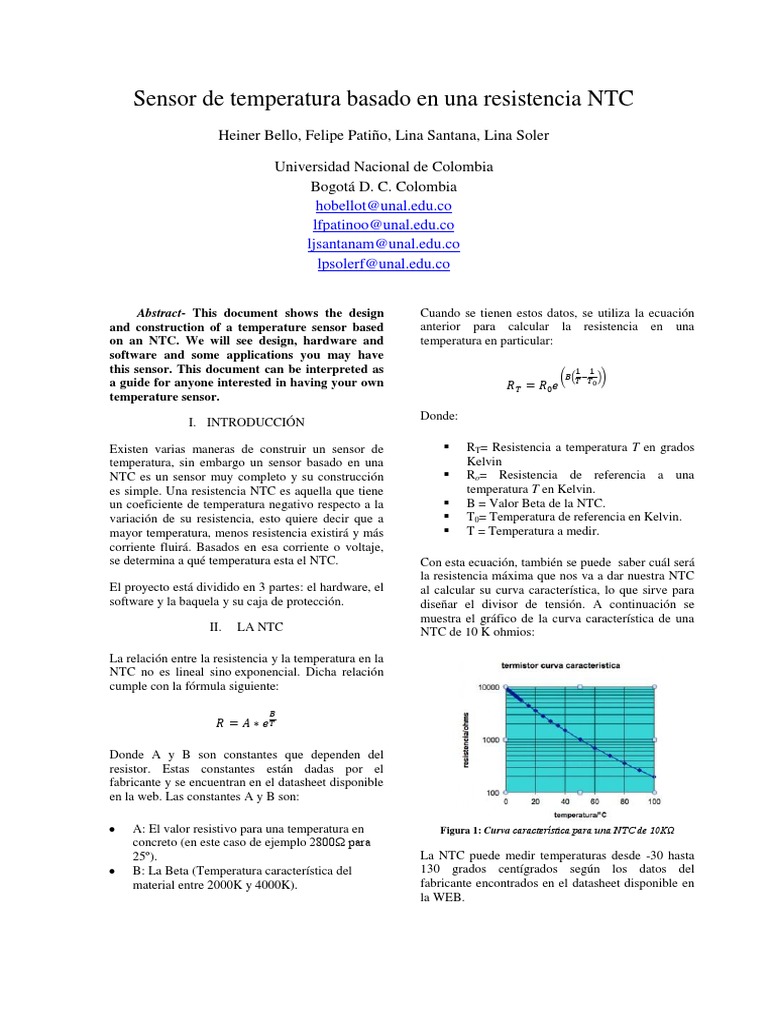 Sensor de temperatura con NTC 10K | PDF | Arduino | Resistencia ...