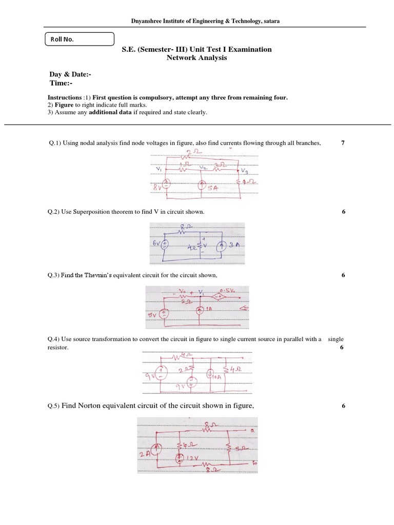 Network Analysis Unit Test - Dnyanshree | PDF | Science & Mathematics