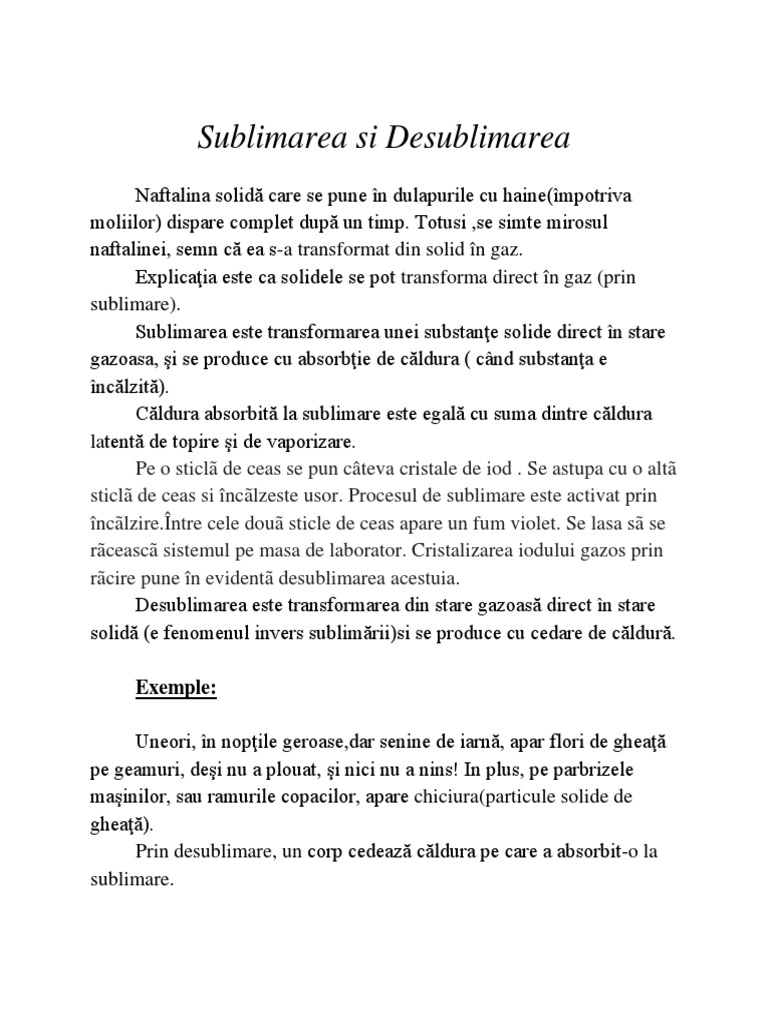 Sublimarea Si Desublimarea | PDF