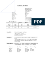 Curriculum Vitae: Acadmic Record: Exam Session O.Marks T.Marks Board/Un