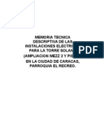 MEMORIA TECNICA DESCRIPTIVA DE LAS INSTALACIONES ELECTRICAS PARA LA TORRE SOLANO.doc