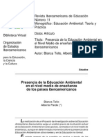 Presencia de La Educación Ambiental en El Nivel Medio de Enseñanza de Los Países Iberoamericanos