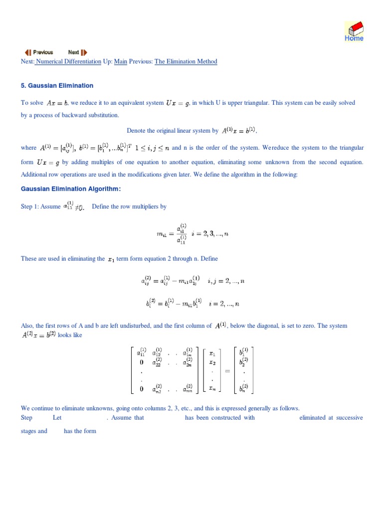 Gaussian Elimination | Matrix (Mathematics) | System Of Linear Equations