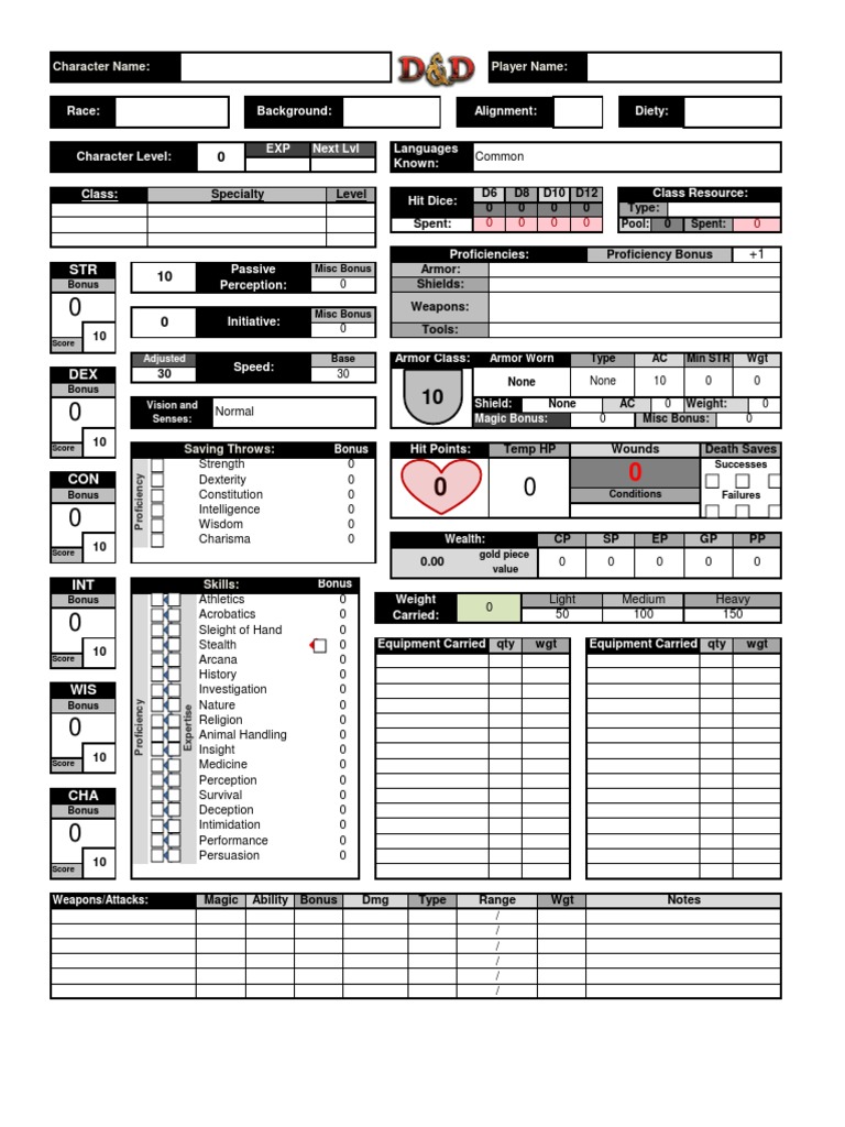 5e dnd character sheet gaming tabletop games