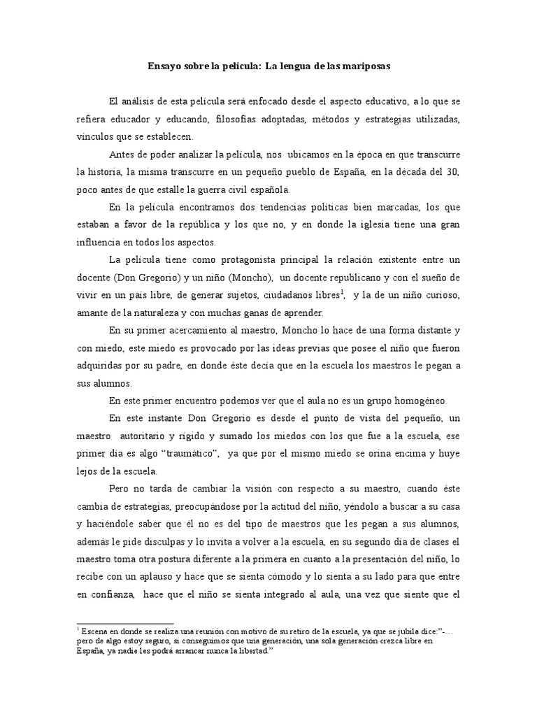 La Lengua De Las Mariposas Résumé