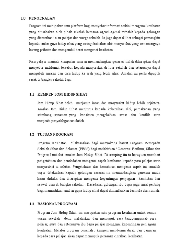 Kertas Kerja Gaya Hidup Sihat Pdf