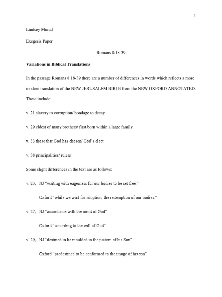 Exegesis Paper | PDF | Epistle To The Romans | Paul The Apostle