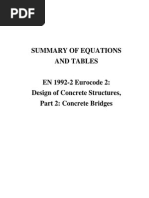 Summary of Equations and Tables - En1992-2 Eurocode 2 - Design of Concrete Structures 2C Part 2 - Concrete Bridges