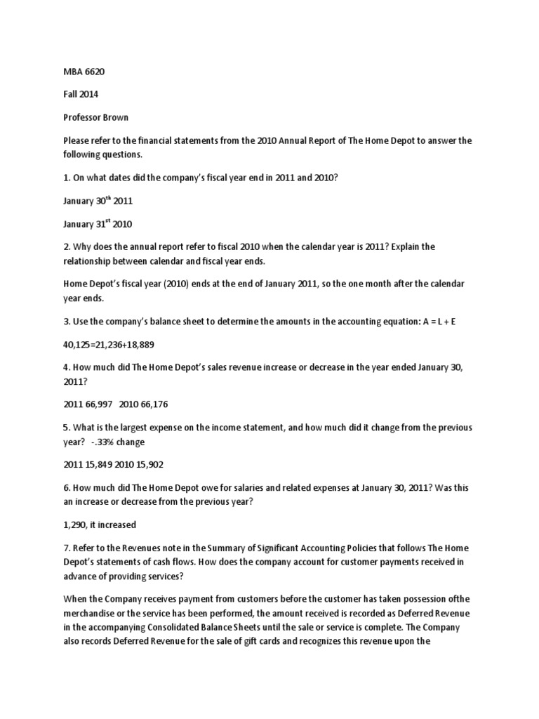 Home Depot Financial Question | Dividend | Debits And Credits