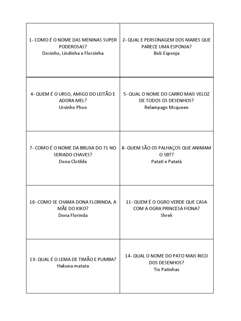 Perguntas Para o Passa Ou Repassa