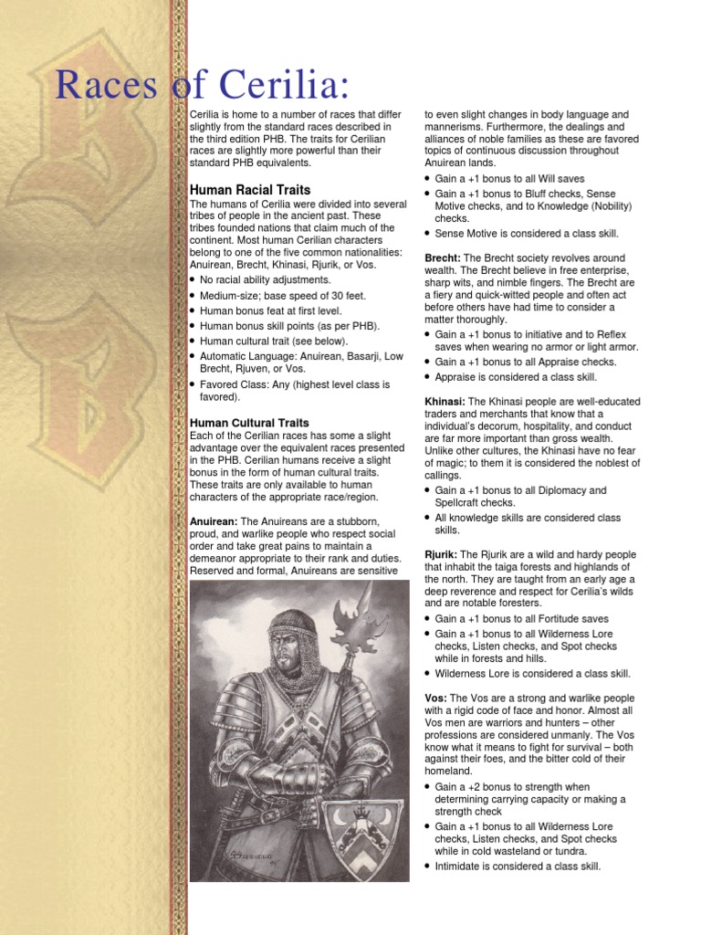 3E Birthright - Races of Cerilia | PDF