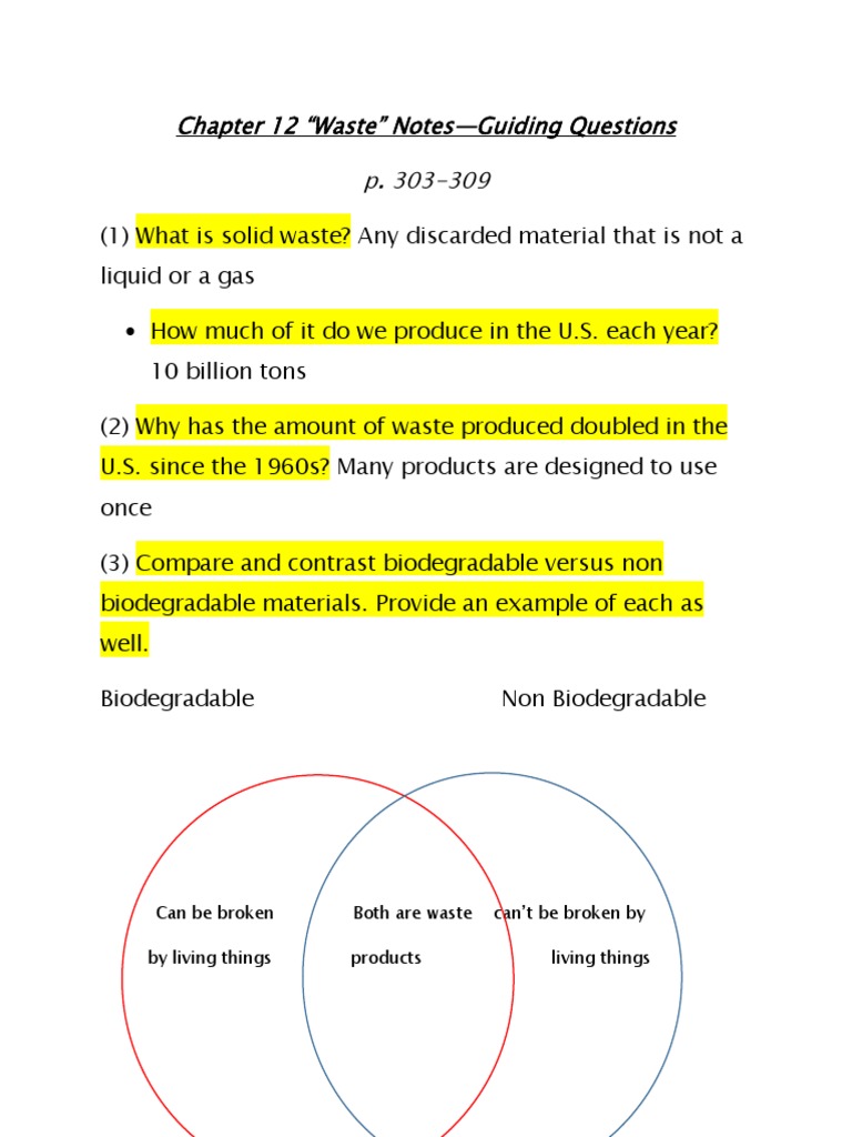 Solid Waste Guided Notes | PDF