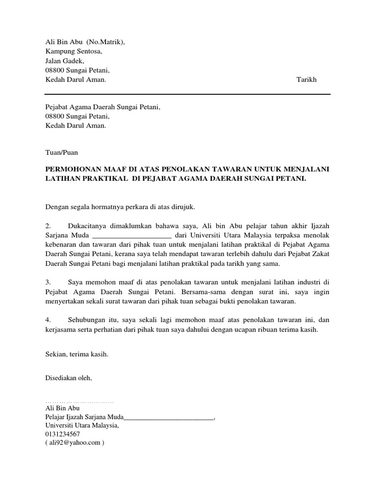 Surat Mohon Maaf Pdf