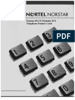 Norstar-PLUS Modular ICS Telephone Feature Card - Version 1