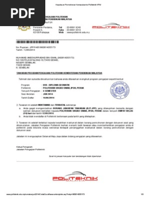 Keputusan Permohonan Kemasukan Ke Politeknik Kpm Pdf