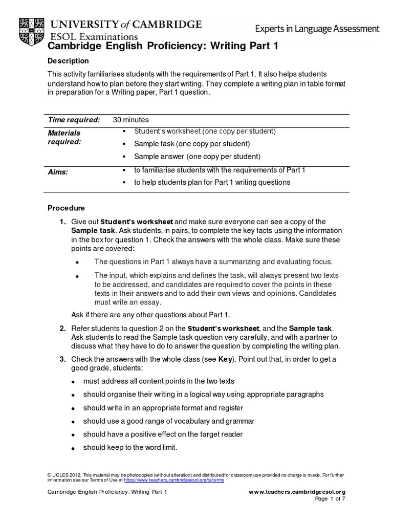 Cambridge English Proficiency Writing Part 1 | PDF | Advertising ...