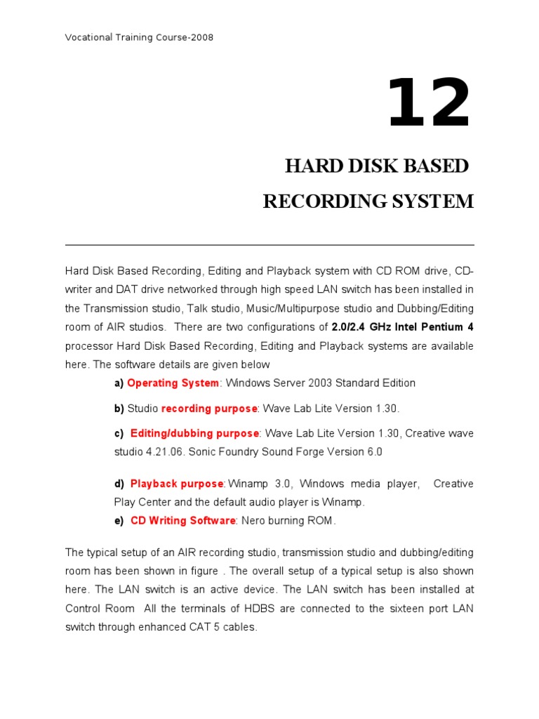 Hard Disk Recording System Overview | PDF | Computer Terminal | Local ...