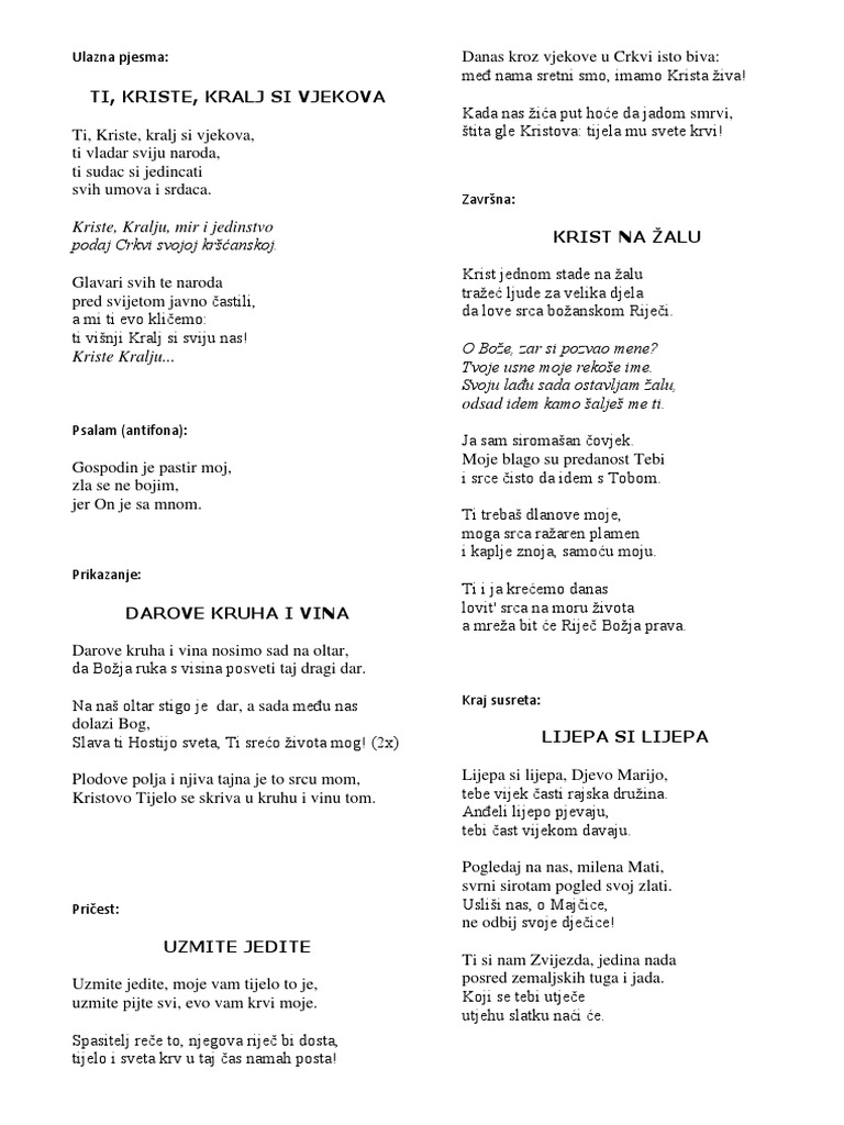 Tekstovi Pjesama PDF