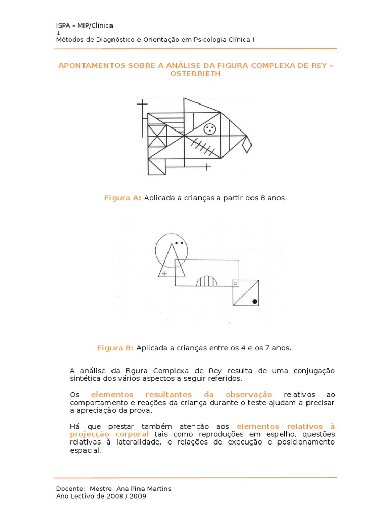 1 Apontamentos Sobre a Analise Da Figura Complexa de Rey Teorias Metafísicas Cognição
