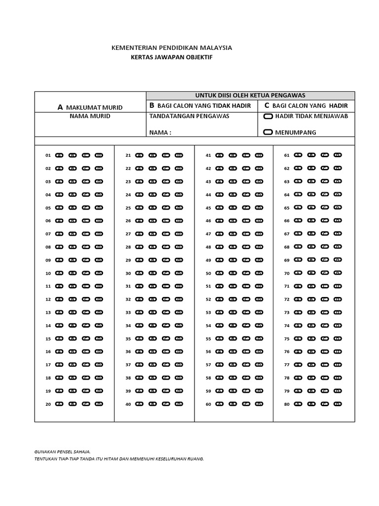 Borang Jawapan Pdf