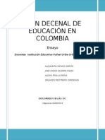 Plan Decenal de Educación en Colombia 2006 - Ensayo.