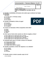 Lenguaje y Comunicación - Tercer Básico A y B - Prueba de Lectura Complementaria