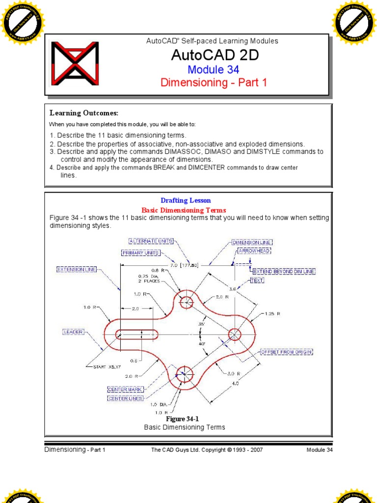 Autocad 2d Module 34 PDF | PDF | Auto Cad | Dimension
