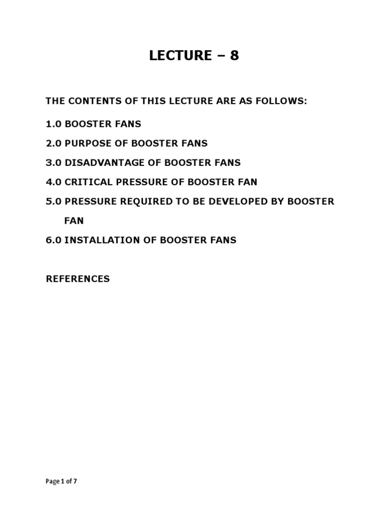 8.8 Mechanical Ventilation - Booster Fans | PDF