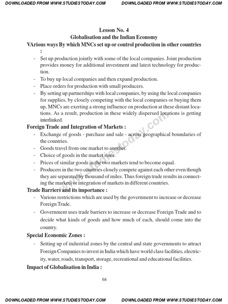 Globalisation and Indian Economy Insights | PDF | Globalization | Trade