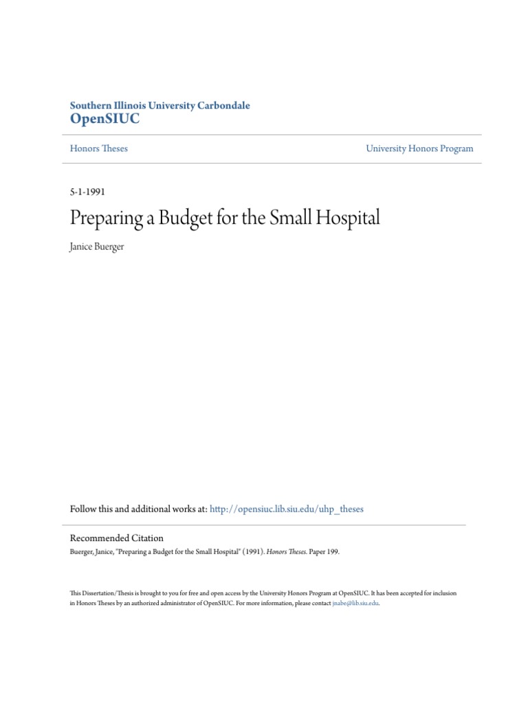 Preparing A Budget For The Small Hospital | PDF | Capital Budgeting ...