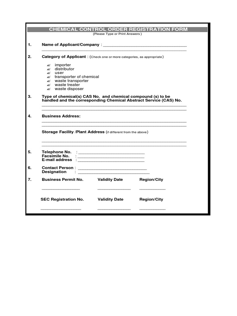 Cco Registration Form | PDF | Hazardous Waste | Waste