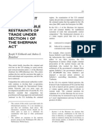 Us Antitrust Law: Unreasonable Restraints of Trade Under Section 1 of The Sherman ACT