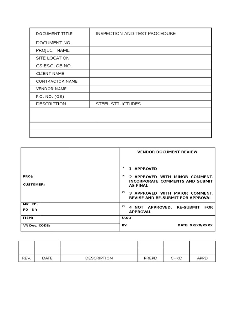 Steel Structure Inspection Procedure | PDF | Welding | Construction