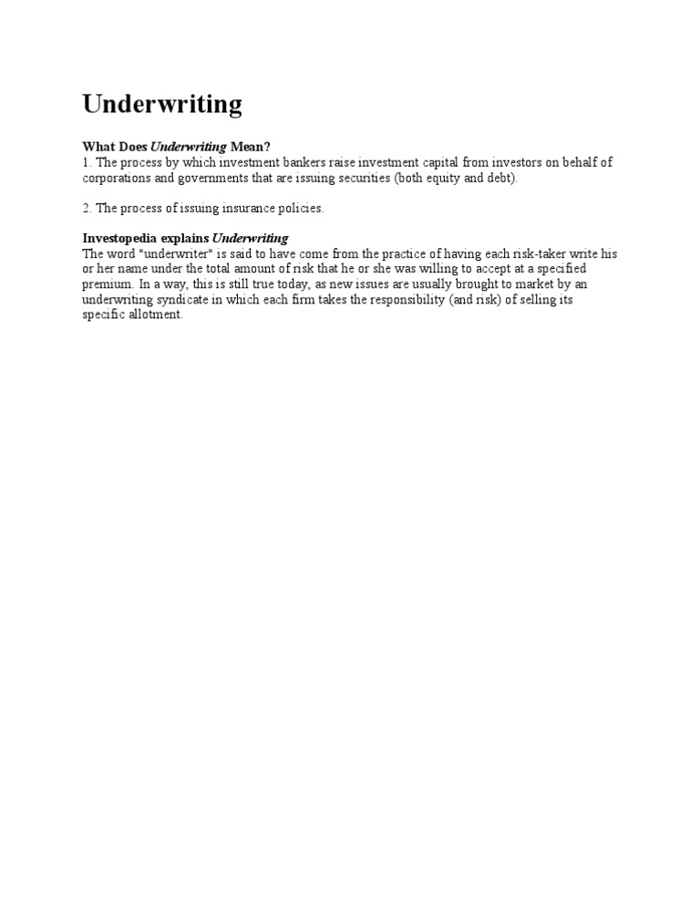 Underwriting | PDF