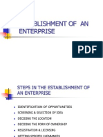 Establishment of An Enterprise