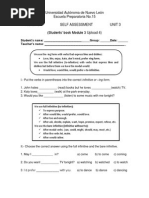 Universidad Autónoma de Nuevo León Escuela Preparatoria No.15 4 Self Assessment Unit 3 (Students' Book Module 3 Upload 4)