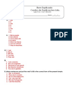 Ficha de Trabalho - Verb To Be - Affirmative (1) - Soluções PDF