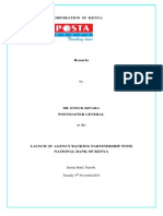 The Postmaster General's Speech on Agency Partnership with the National Bank of kenya