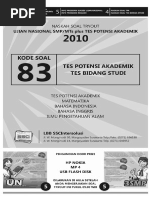 Soal Tes Masuk Sma Kanisius Bagikan Contoh