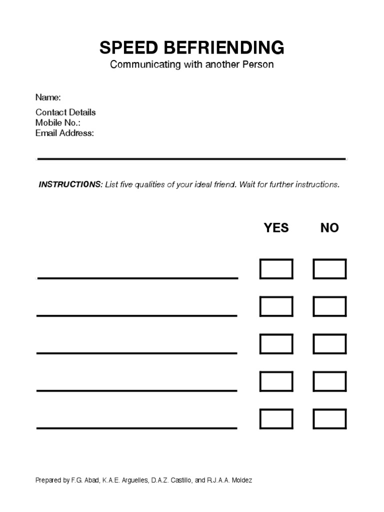 Speed Befriending Form | PDF