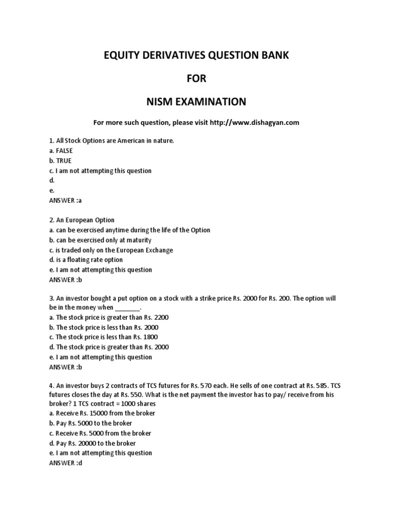 Equity Derivatives Question Bank | PDF