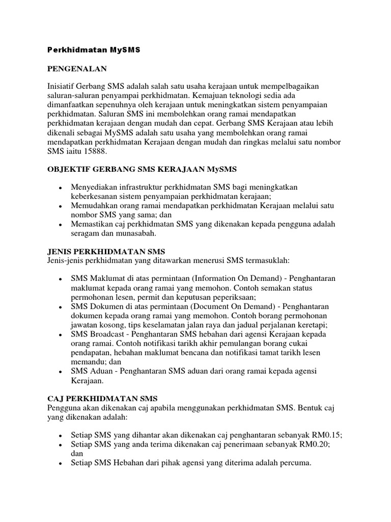 Perkhidmatan Mysms Pdf